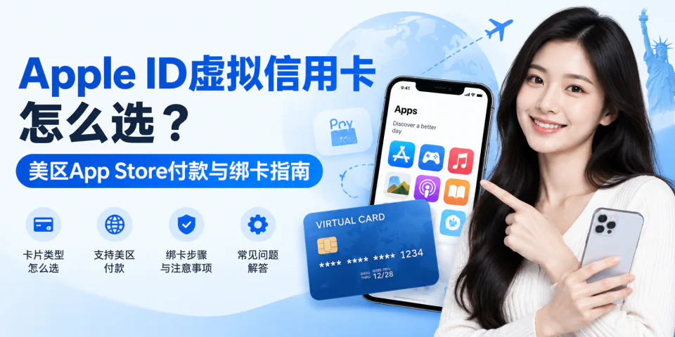 Apple ID虚拟信用卡怎么选？美区App Store付款与绑卡指南