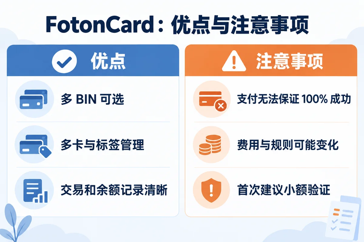 FotonCard广告虚拟信用卡优缺点