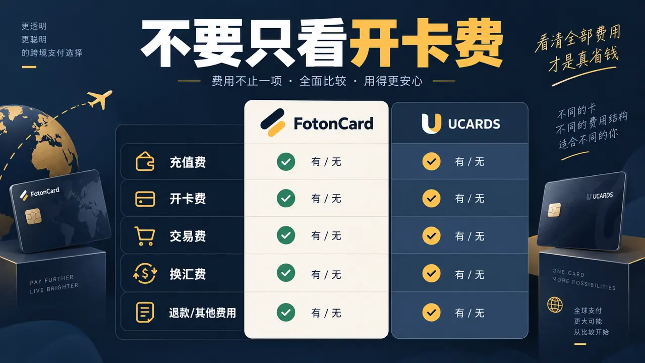 FotonCard与UCARDS虚拟信用卡费用对比
