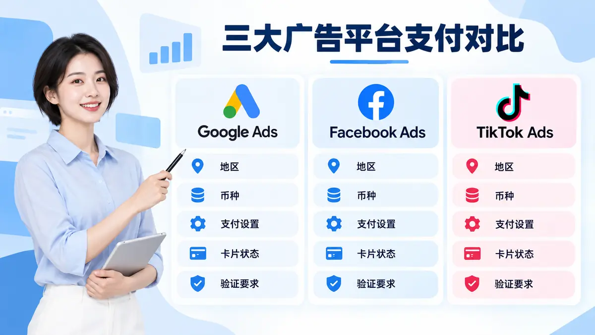 三大海外广告平台支付对比 Google Facebook TikTok Ads支付条件对比