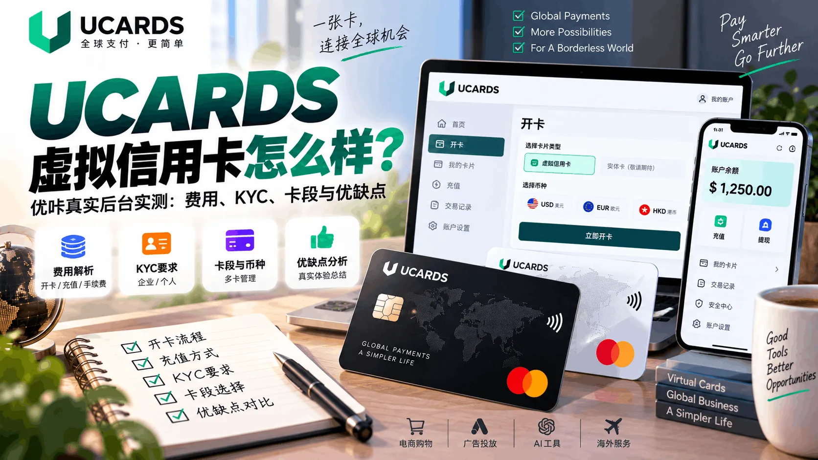 UCARDS虚拟信用卡怎么样？优咔真实后台实测：费用、KYC、卡段与优缺点