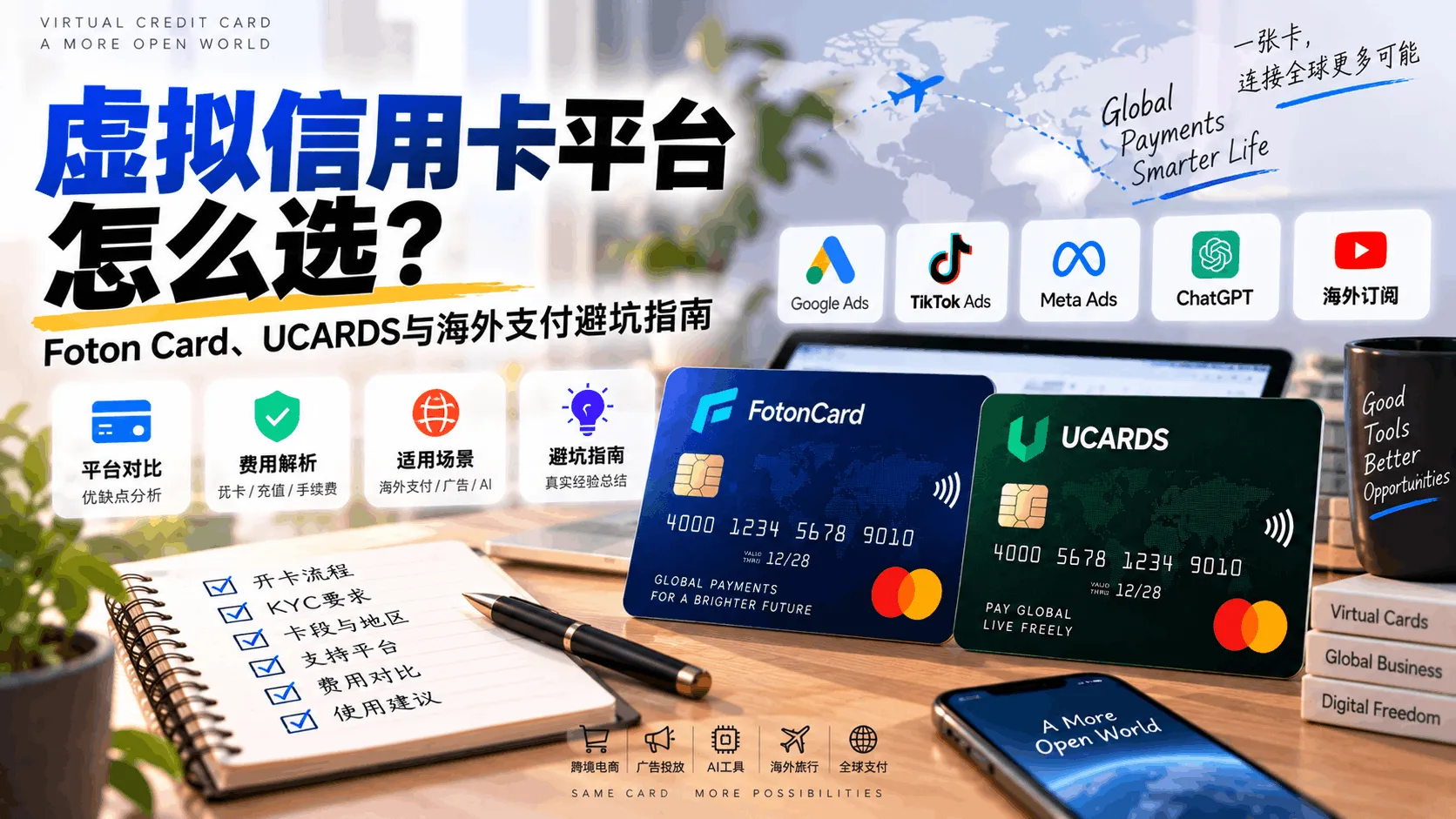 虚拟信用卡平台怎么选？Foton Card、UCARDS与海外支付避坑指南