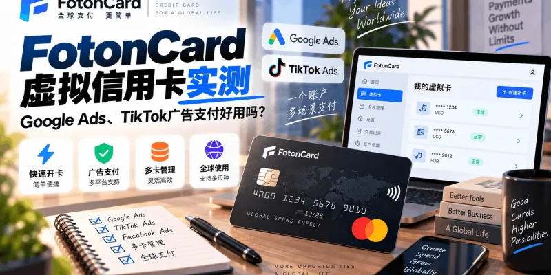 FotonCard虚拟信用卡实测：Google Ads、TikTok广告支付好用吗？