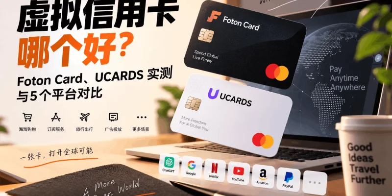 2026年虚拟信用卡哪个好？Foton Card、UCARDS实测与5个平台对比